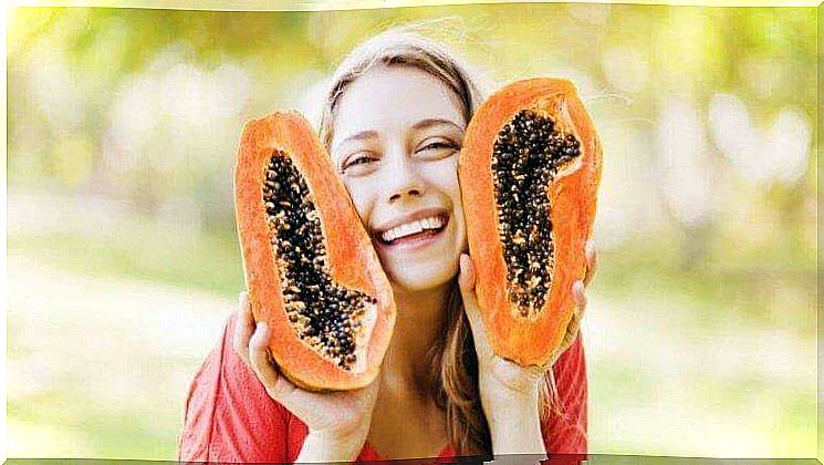 the woman has papaya