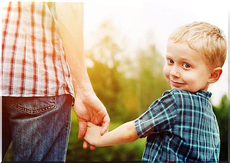 loving child with father