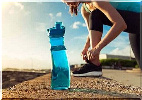 exercise and water bottle