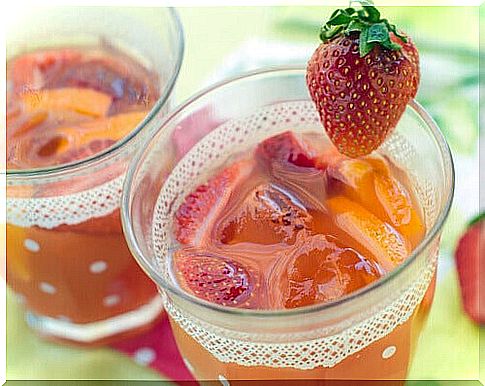 Strawberry drink with fruit